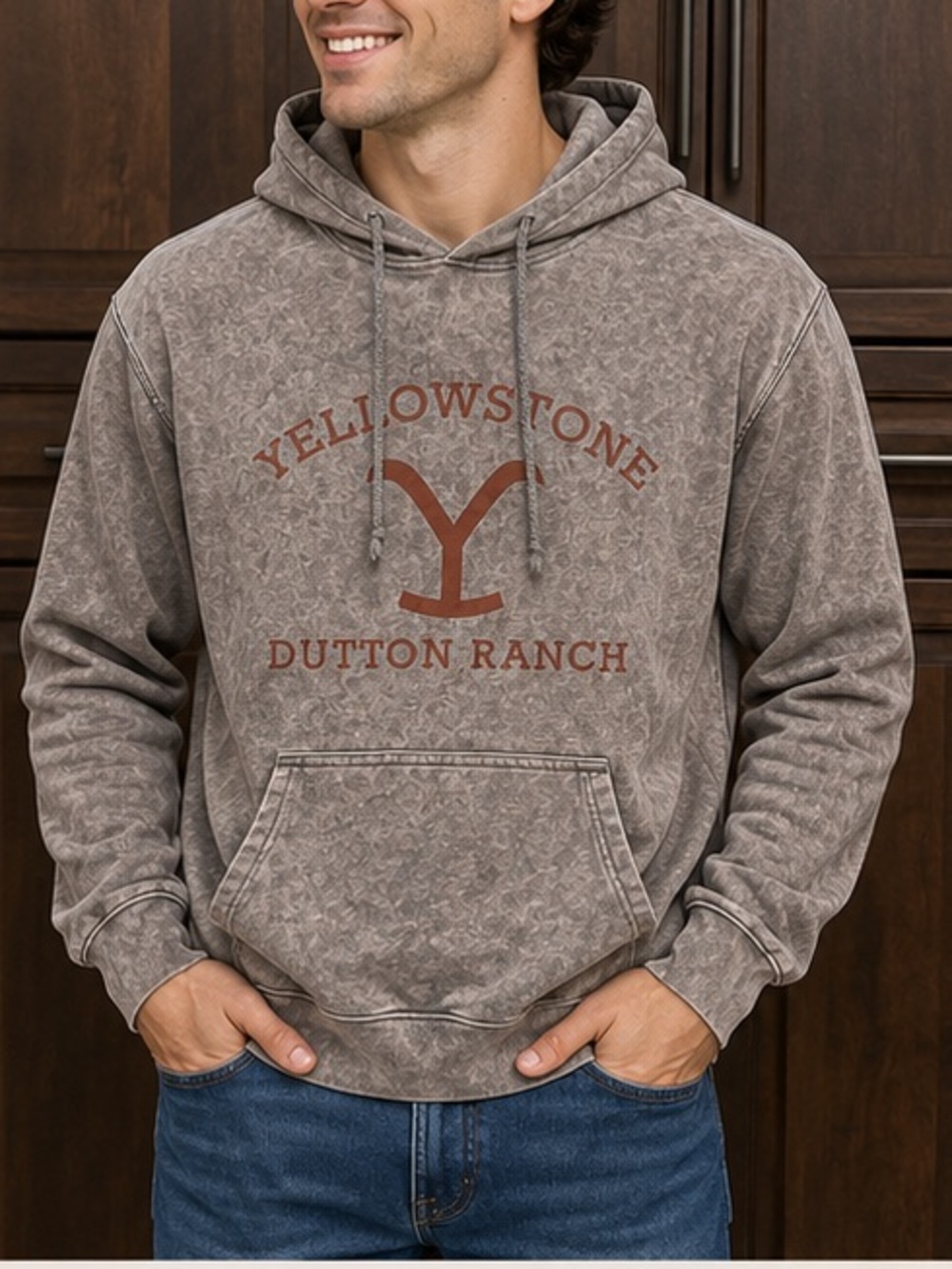 Yellowstone Dutton Ranch Gray Pullover Hoodie MEDIUM